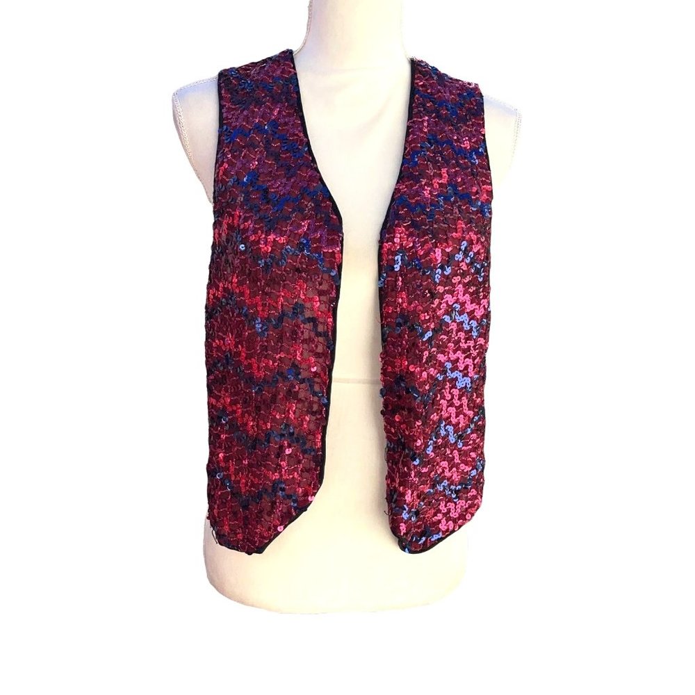 HARRY STYLES COSTUME Jack Bryan Sequin Beaded Suit Jacket Vest Size Pink/Maroon